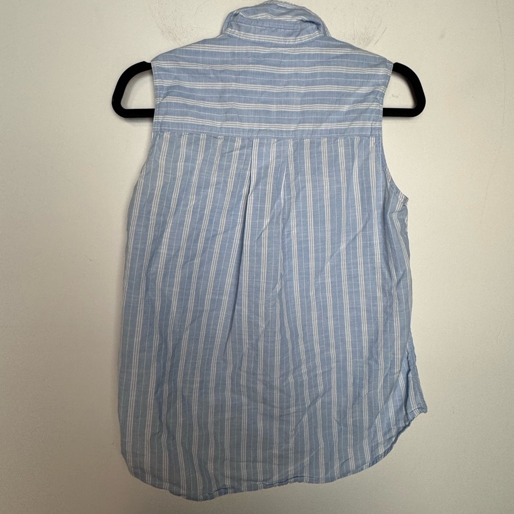 Frank & Eileen Fiona Striped Blue Sleeveless Button Down Top XS - Picture 11 of 11